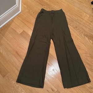Green linen wide leg pants
